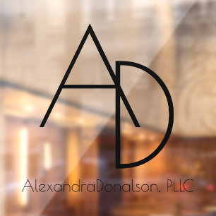 Professional Modern Minimalistic Monogram Window Cling