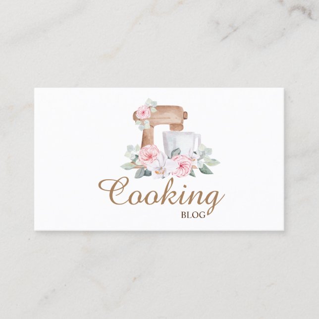 Professional,Modern,Mixer Flower,Cooking Blog Business Card (Front)
