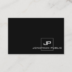 Professional Modern Monogram Black White Elegant Business Card
