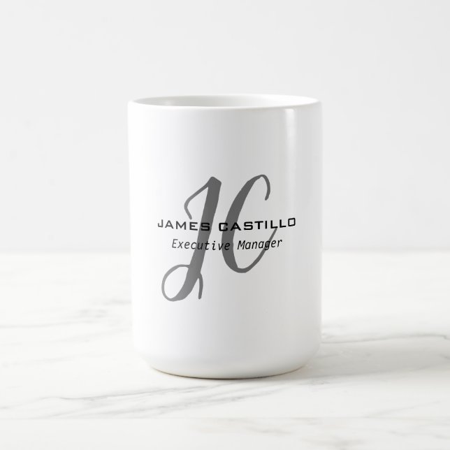 Professional Modern Monogram Calligraphy Script Coffee Mug (Center)