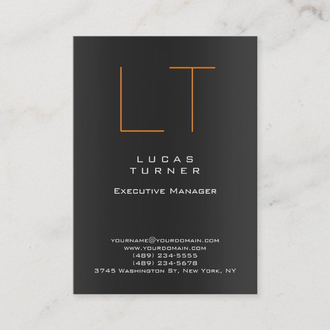 Professional Modern Monogram Grey Colour Business Card (Front)