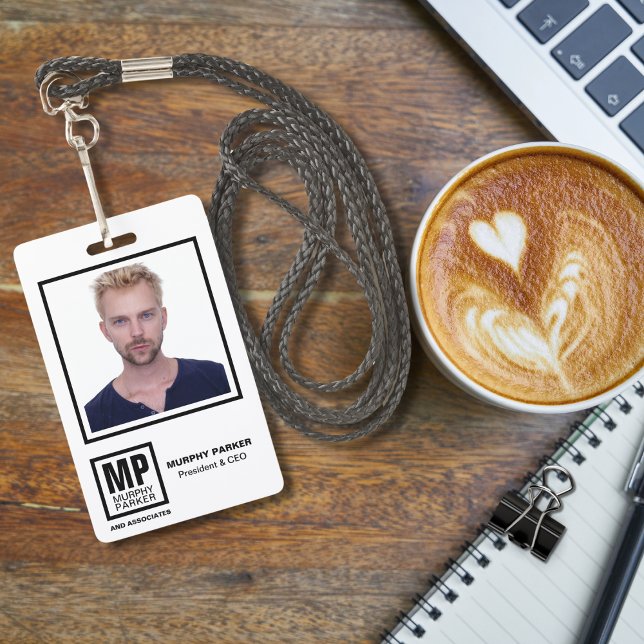 Professional Modern Monogram Logo Photo Employee ID Badge (Creator Uploaded)