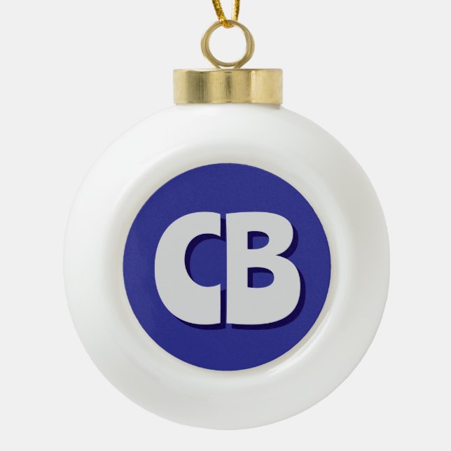 Professional Modern Monogram Minimalist Initials Ceramic Ball Christmas Ornament (Front)
