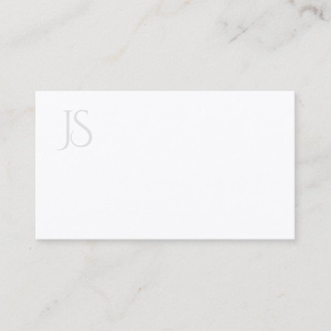 Professional Modern Monogram Minimalist Plain Chic Business Card (Front)