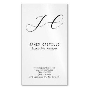Professional Modern Monogram Minimalist Plain Magnetic Business Card