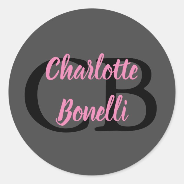 Professional Modern Monogram Name Minimalist Classic Round Sticker (Front)