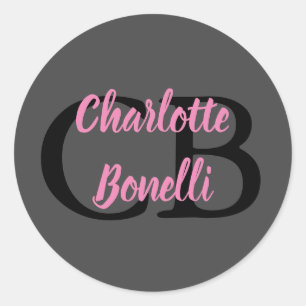 Professional Modern Monogram Name Minimalist Classic Round Sticker
