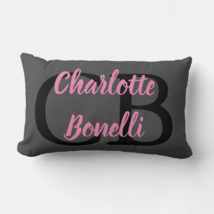 Professional Modern Monogram Name Minimalist Lumbar Cushion