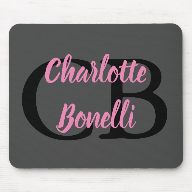 Professional Modern Monogram Name Minimalist Mouse Mat (Front)