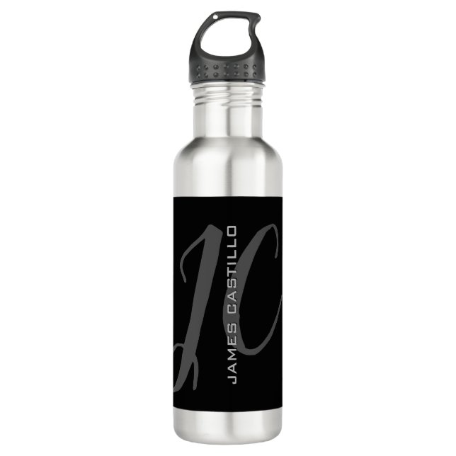 Professional Modern Monogrammed Minimalist 710 Ml Water Bottle (Front)