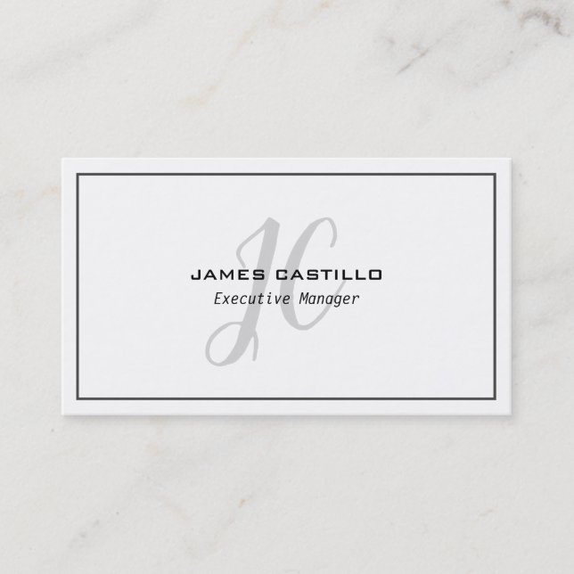 Professional Modern Monogrammed Minimalist Business Card (Front)