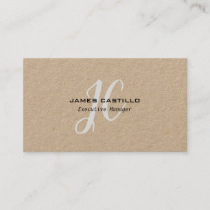 Professional Modern Monogrammed Minimalist Kraft Business Card