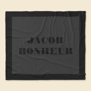 Professional Modern Name Dark Grey & Black Fleece Blanket