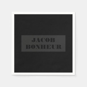 Professional Modern Name Dark Grey & Black Napkin