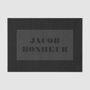 Professional Modern Name   Dark Grey & Black Tissue Paper