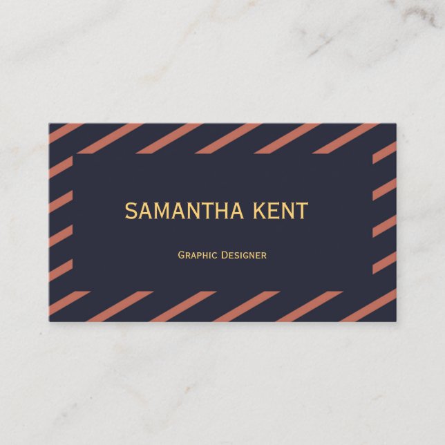 Professional Modern Navy and Orange Business Card (Front)
