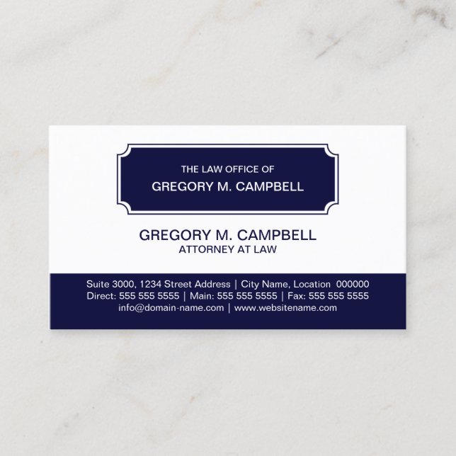 Professional Modern Navy Blue Business Card (Front)