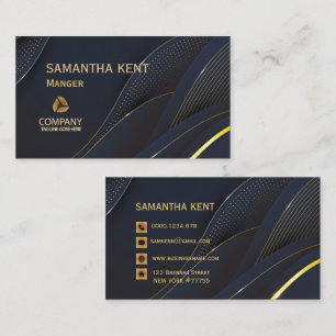 Professional Modern  Navy  & Gold  Business Card