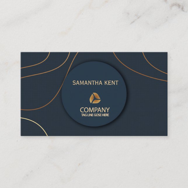 Professional Modern Navy & Gold  Business Card (Front)