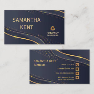 Professional Modern Navy & Gold Business Card