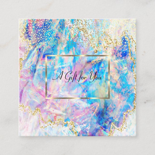 Professional Modern Opal Holographic,Confetti  Discount Card (Front)