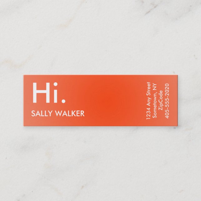 Professional Modern orange mini business cards (Front)