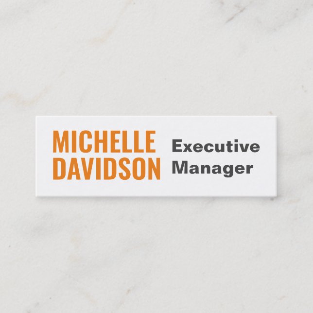 Professional Modern Orange White Minimalist Plain Mini Business Card (Front)