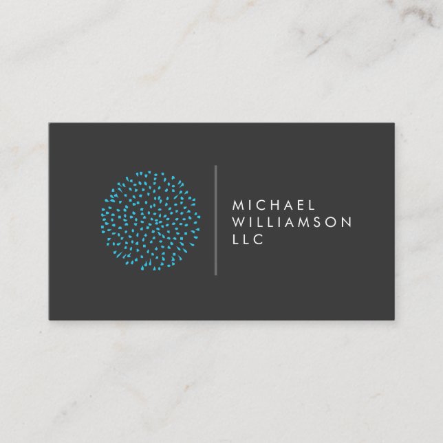 Professional Modern Particles Dots Blue Logo Business Card (Front)
