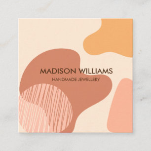 Professional Modern Pastel Pink Yellow Shapes Square Business Card