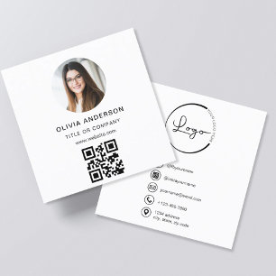 Professional Modern Photo QR Code Social Media Square Business Card