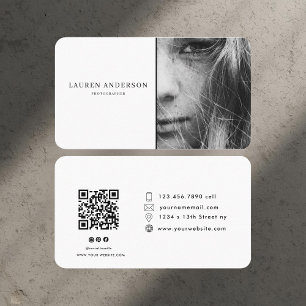 Professional Modern Photo with QR Code Business Card