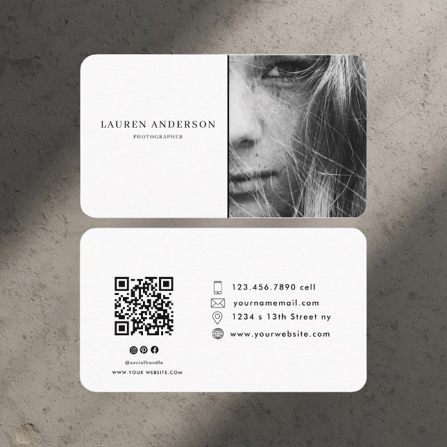 Professional Modern Photo with QR Code Business Card (Creator Uploaded)
