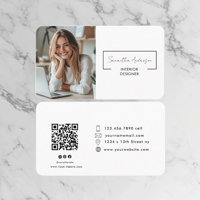 Professional Modern | Photo with QR Code  Business Card (Creator Uploaded)