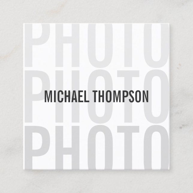 Professional Modern Photographer Square Business Card (Front)