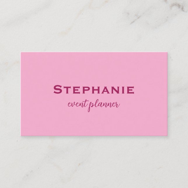 Professional Modern Pink Colourful Girly Trendy  Business Card (Front)