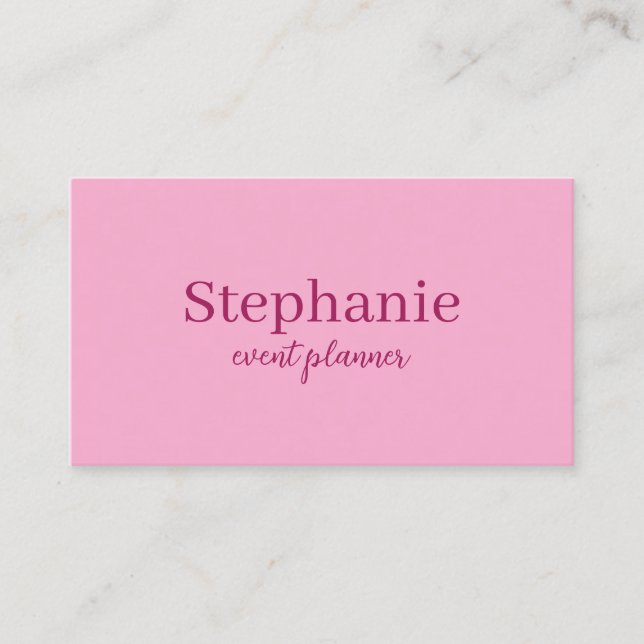 Professional Modern Pink Elegant Trendy Girly Business Card (Front)