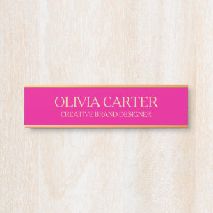 Professional Modern pink Gold Office Name Title Door Sign