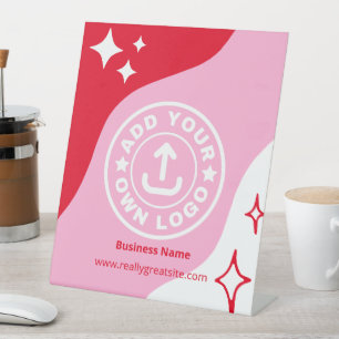 Professional Modern Pink & Red Custom Logo Branded Pedestal Sign