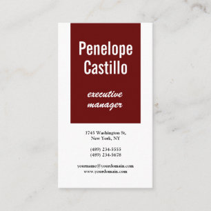 Professional Modern Plain Brownish Dark Red White Business Card