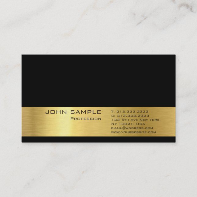 Professional Modern Plain Elegant Gold Look Deluxe Business Card (Front)
