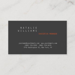 Professional Modern Plain Simple Grey Orange Business Card