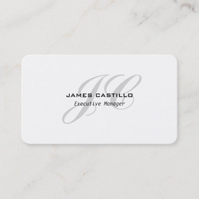 Professional Modern Premium Grey Monogrammed Business Card (Front)