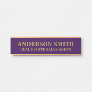 Professional Modern purple Gold Office Name Title Door Sign