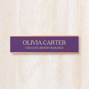 Professional Modern purple Gold Office Name Title Door Sign