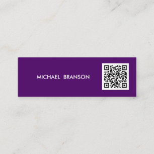 Professional Modern PURPLE Minimalist QR CODE  Mini Business Card