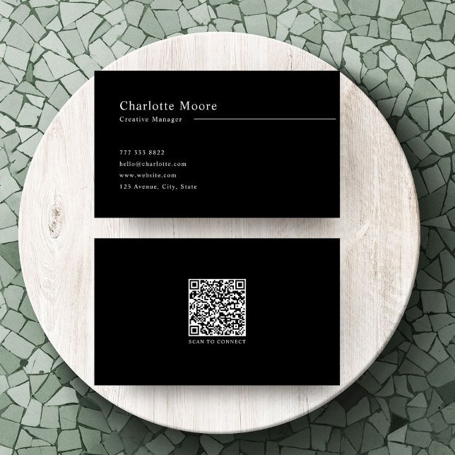 Professional Modern QR Code Black and White Business Card (Creator Uploaded)