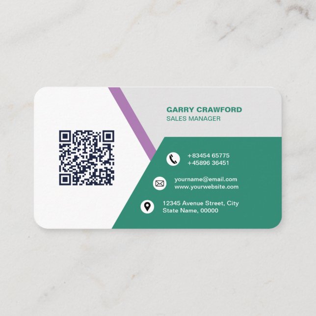 Professional Modern QR Code Custom Personalised  B Business Card (Back)