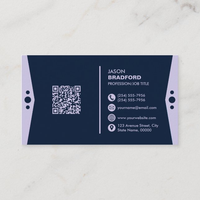 Professional Modern QR Code Custom Personalised Bu Business Card (Back)