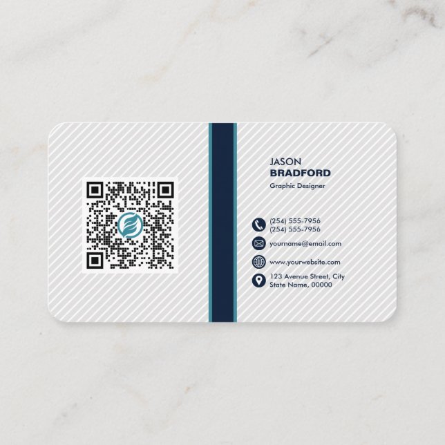 Professional Modern QR Code Custom Personalised Bu Business Card (Back)
