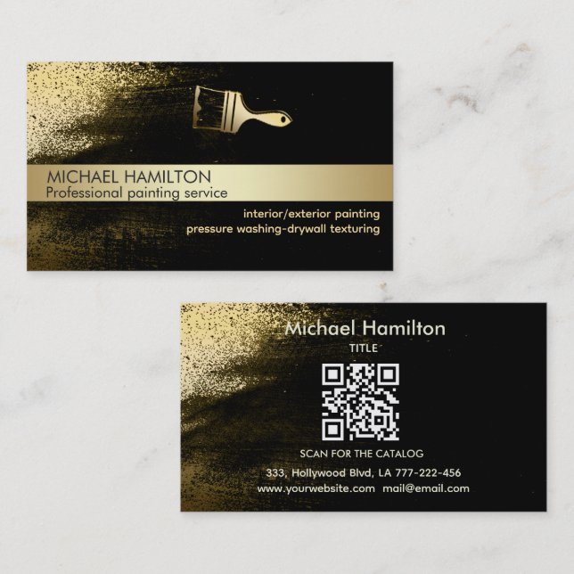 Professional modern QR code painting service gold  Business Card (Front/Back)